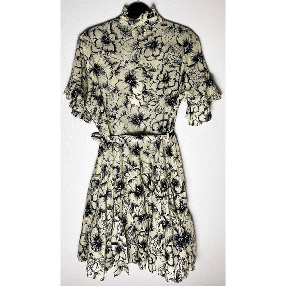 Mille Resort Womens Violetta Floral Ruffle Short Sleeve Tie Waist Mini Dress NWT - Picture 5 of 11